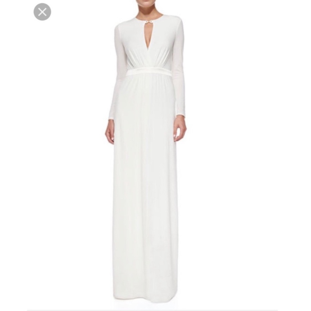 Minimalist Modern Wedding Halston Heritage Deep V-Keyhole Jersey Gown CL3